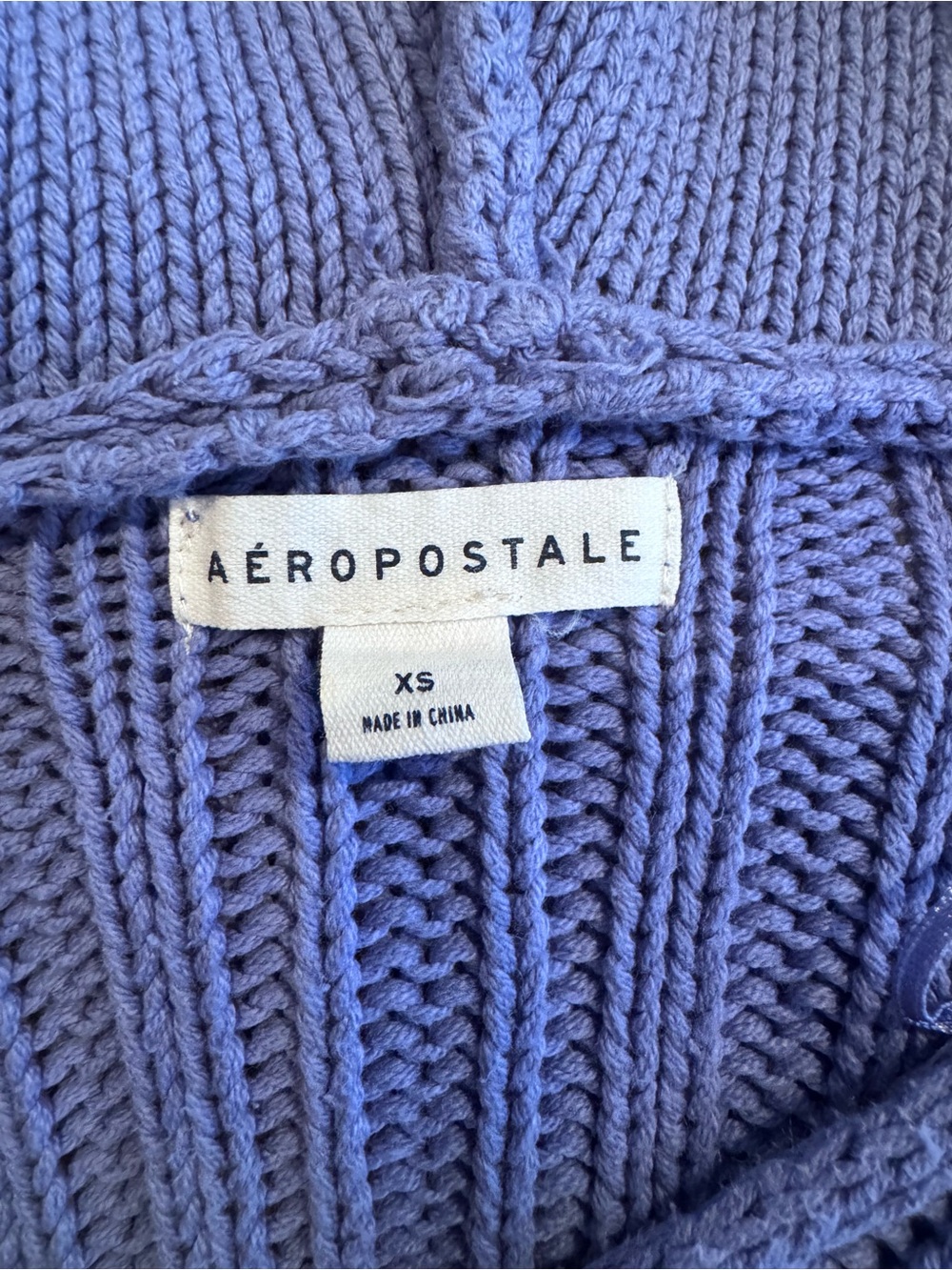 Aeropostale Dusty Blue Cable-Knit Hooded Sweater - Picture 3 of 6